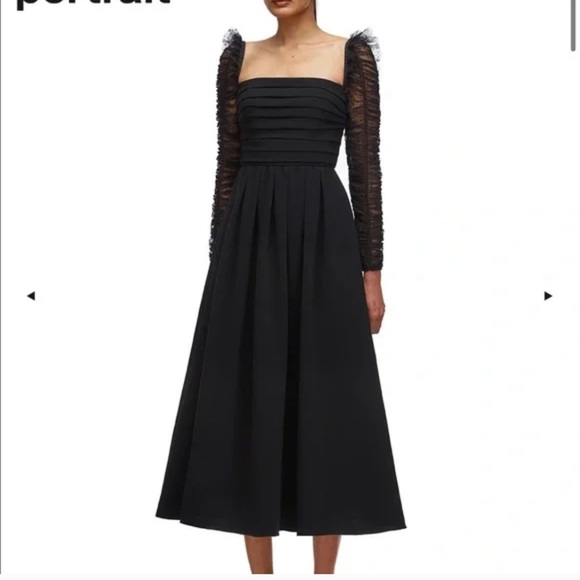 SELF-PORTRAIT Crepe Dot Mesh Midi Dress size 8 - Picture 6 of 14